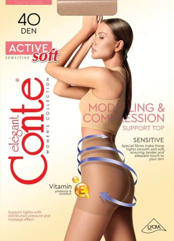 CONTE ACTIVE SOFT 40 Колготки женские с утягивающими шортиками для чувствительной кожи6 CONTE ACTIVE SOFT 40 Колготки женские с утягивающими шортиками для чувствительной кожи6