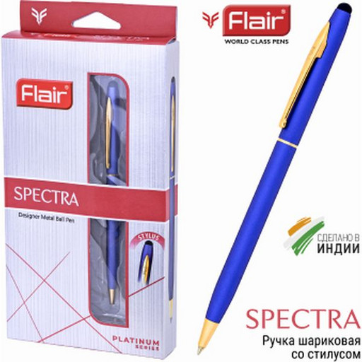 Ручка шариковая автоматическая Flair SPECTRA, синяя, цв. корпуса синий, футляр