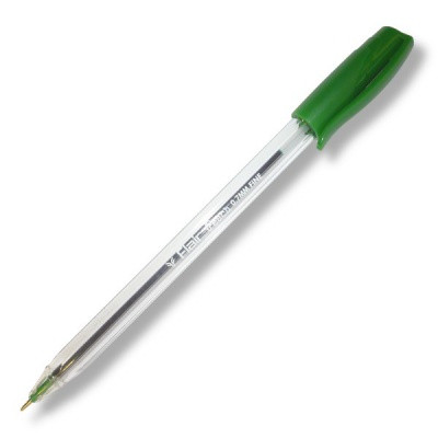 Ручка шариковая 0,7 мм зеленая Flair Peach, игольч. ПУ, чернила на м/о, треугольный прозр. корпус