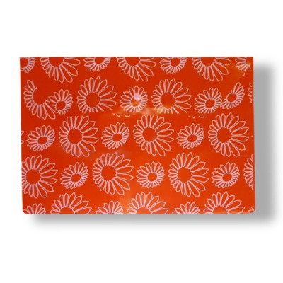 Папка-конверт на кнопке А4 180 мкм Бюрократ. Ромашки, непрозрачная, красная