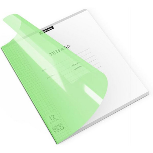 Тетрадь 12 л., клетка, ErichKrause Классика CoverPro Neon, зеленая, с пластик. обложкой, с/углы