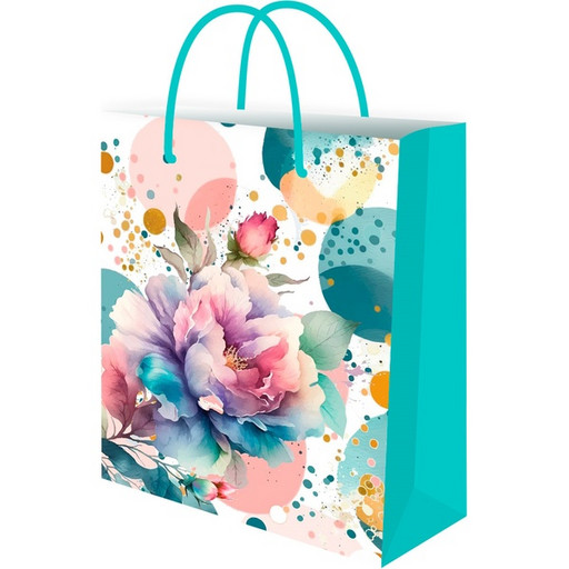 Пакет подарочный, 11,5*14,5*6 см, мел. бумага 128 г/м², глянц., Optima Акварельные цветы