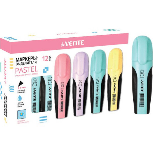Текстовыделитель deVENTE Pastel, бирюзовый, линия 1-5 мм, н-к "клин", пл. корпус с резин. вставками