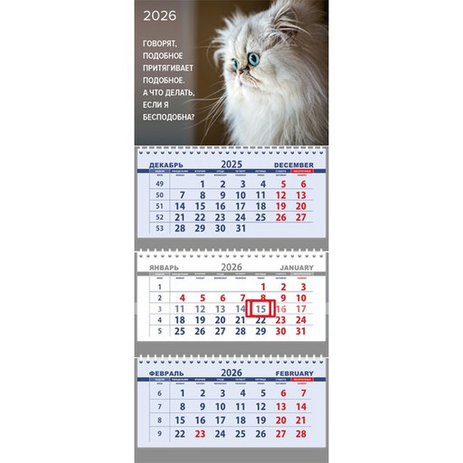 Календарь настенный 3-х блочный 2026 г. Я бесподобна?: 295*700 мм, 3 гребня, бегунок, пикколо