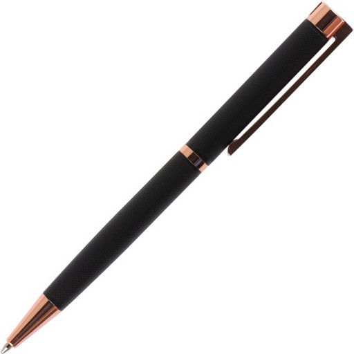 Ручка шариковая подарочная FIORENZO, поворотный м-м, цв. корпуса черный/роз. золото, 1.0 мм, синяя