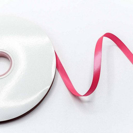 556-10/159 Лента атласная (полиэстер) 1 см*100 ярдов кислотно-розовый 1/26 1/104