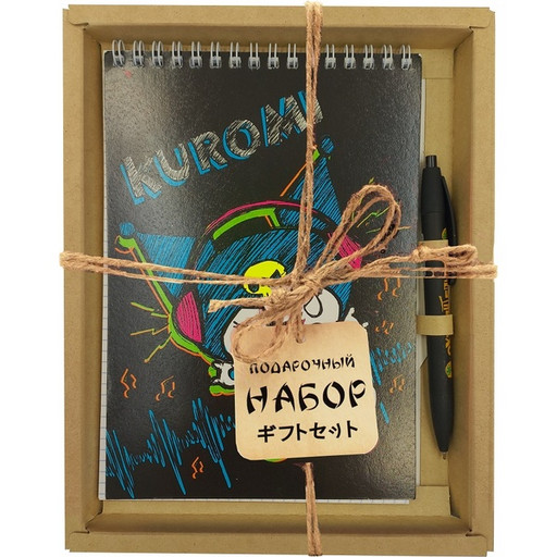 Блокнот с ручкой в подарочной упаковке, 18*20 см , на гребне, CENTRUM Kuromi