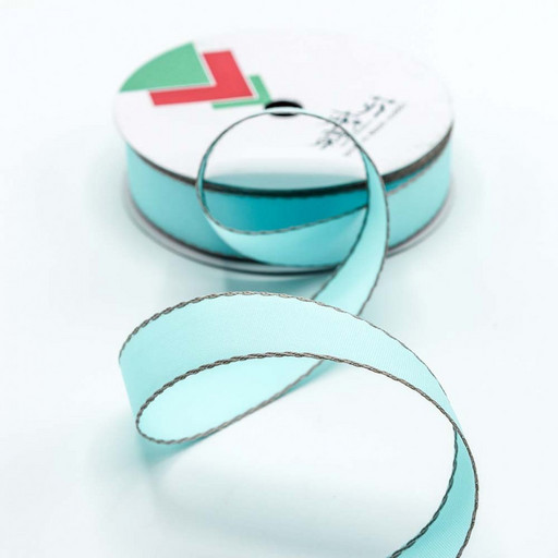 534-28/8 Лента декоративная с каймой (полиэстер) 2,8 см*25 ярдов небесно-голубой 1/8 1/192