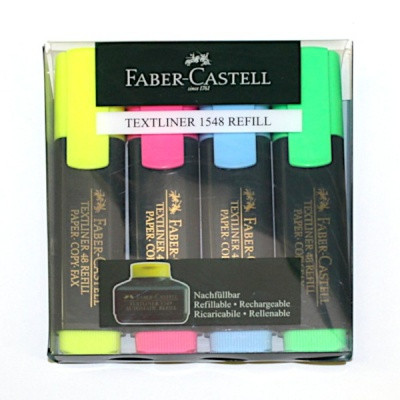 Набор текстовыделителей Faber-Castell, 4 шт. (желт., зел., гол., роз.), 1-5 мм, плоский корпус, п/уп