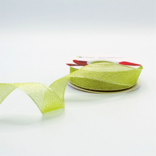 557-25/15 Лента парча с блеском 2,5 см*25 ярдов салатовый 1/8 1/144