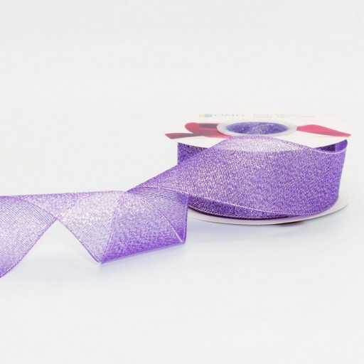 557-38/69 Лента парча с блеском 3,8 см*25 ярдов сиреневый 1/6 1/108