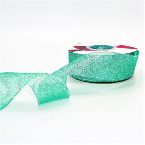 557-38/54 Лента парча с блеском 3,8 см*25 ярдом морская волна 1/6 1/108