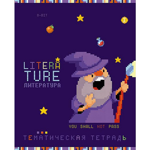 Тетрадь предметная 40 л., линия, КТС-ПРО Пиксели. Литература, обл. мел. бумага, вд-лак, справ. инф.