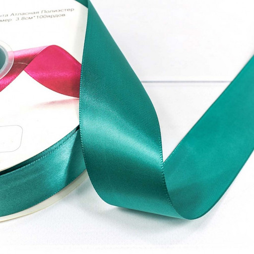556-38/342 Лента атласная полиэстер класс А аквамариновый 3,8см*100ярд 1/9 1/36