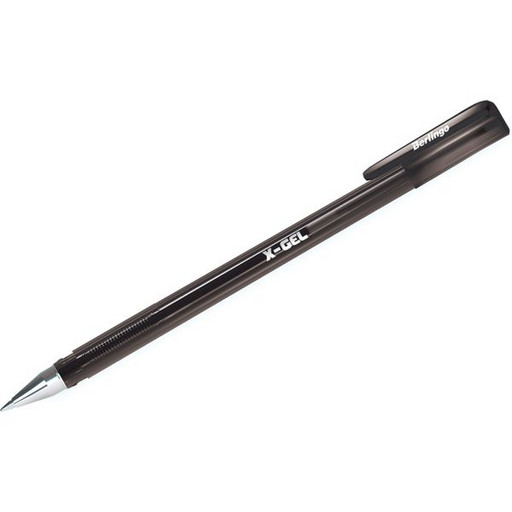 Ручка гелевая, черная, d=0.5 мм, линия 0.4 мм, 400 м, трехгранный рифленый грип, Berlingo X-Gel