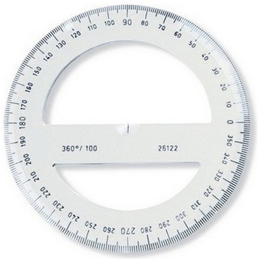 Транспортир 360°/D10 см, пластиковый, полупрозрачный, Koh-i-Noor