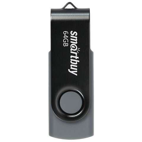 Флеш-диск 64 GB SMARTBUY Twist USB 2.0, черный, SB064GB2TWK