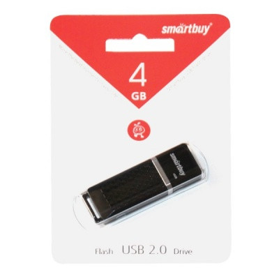 Флеш-накопитель USB 2.0, 4 ГБ, Smartbuy Quartz_черный