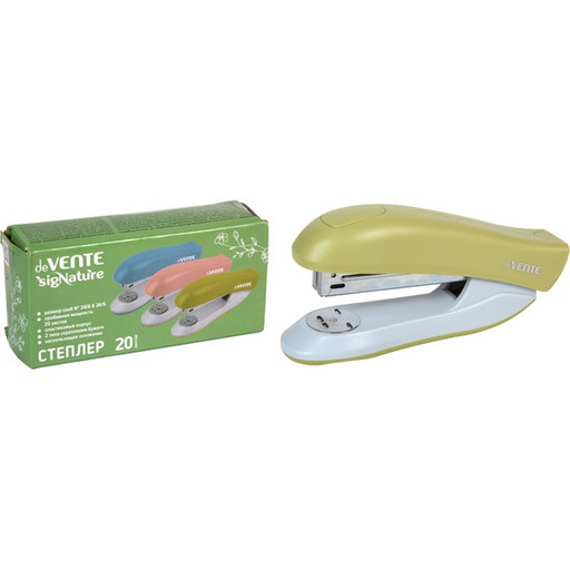 Степлер №24/6, до 20 л., 2 типа скрепления, пластик. корпус, deVENTE sigNATURE_оливковый