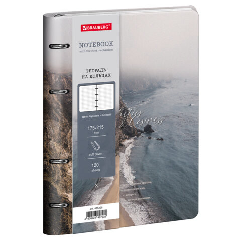 Тетрадь на кольцах А5, 175х215 мм, 120 л., под кожу, BRAUBERG VISTA, "Esthetics", 405208