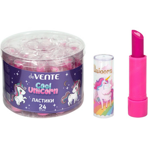 Ластик deVENTE Unicorn/Губная помада, сред. жесткости, TPR, 38*11*11 мм, в пласт. корпусе