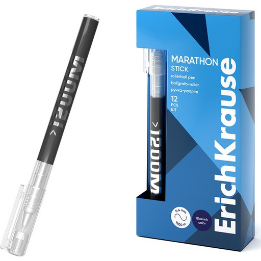 Ручка-роллер, синяя, d=0.5 мм, линия 0.4 мм, система "Free Ink", ErichKrause Marathon