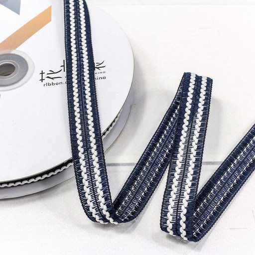 544-15/101 Лента декоративная с бахромой (полиэстер) 1,5 см*25 ярд темно-синий 1/8 1/192