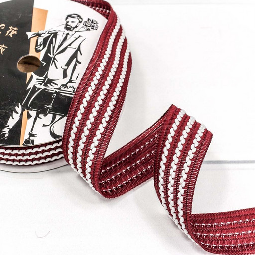 545-25/11 Лента декоративная с бахромой (полиэстер) 2,5 см*18 ярд бордовый 1/8 1/192