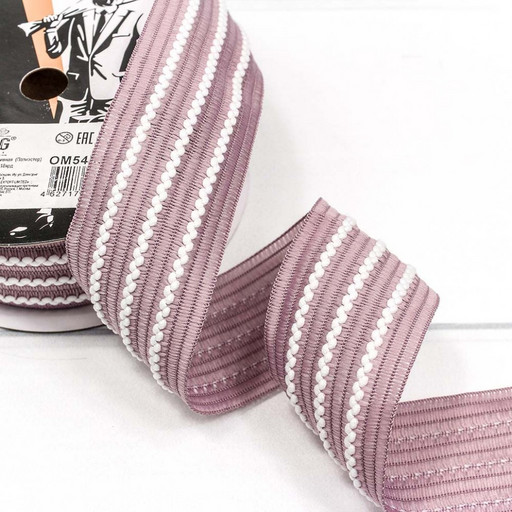 546-38/34 Лента декоративная с бахромой (полиэстер) 3,8 см*18 ярд сиреневый 1/5 1/120