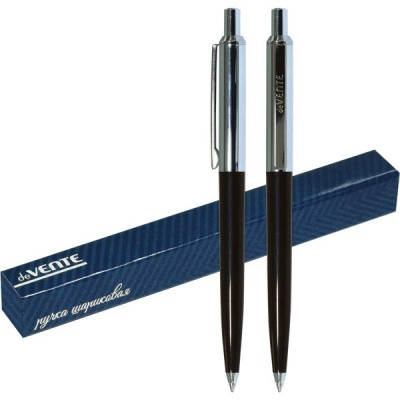 Ручка шариковая автоматическая 1,0 мм, синяя deVENTE, корпус черный, хромированные элементы