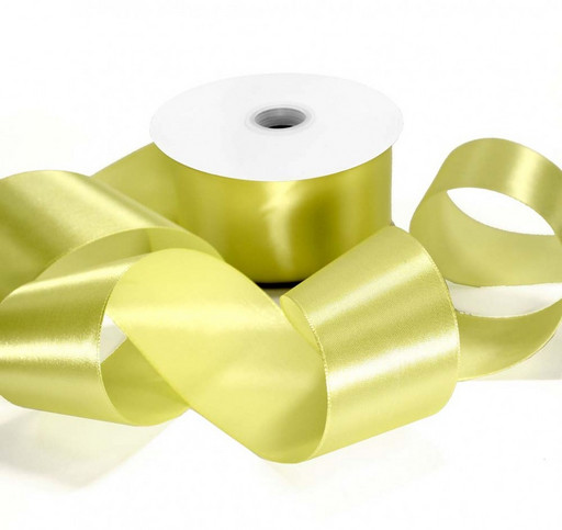 554-50/10 Лента атласная сатин 5 см*50 ярдов светлый желто-зеленый 1/3 1/96