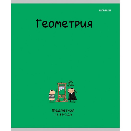 Тетрадь предметная 48 л., клетка, 60 г/м², обл. мел. картон, "лен", Prof-Press Mini Friends_Геометрия