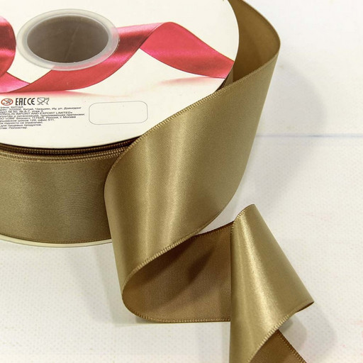 556-50/837 Лента Атласная Полиэстер класс А 5см*100ярд Оливково-коричневый 1/7 1/28