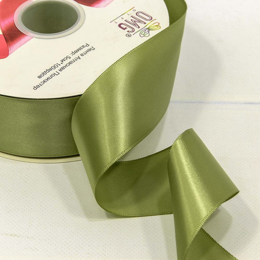 556-50/567 Лента атласная (полиэстер) 5 см*100 ярдов бледно-оливковый 1/7 1/28