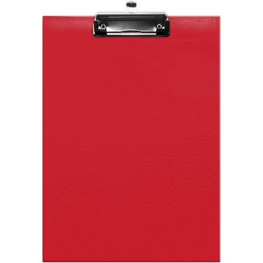 Планшет с зажимом LAMARK, А4, лам. картон, пласт. уголки, европодвес, красный