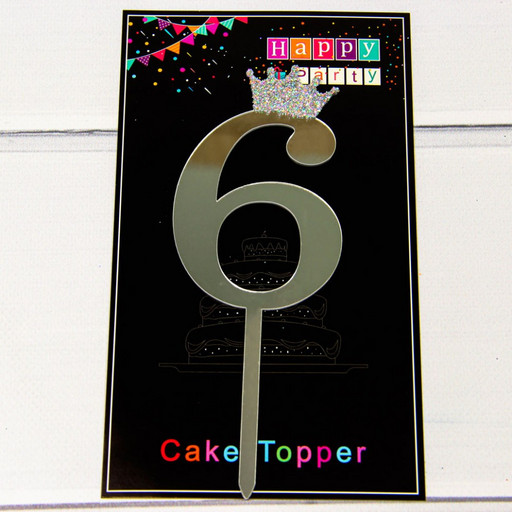 20019/6 Топпер "Цифра 6" 18*6см Серебряный 1/20 1/500