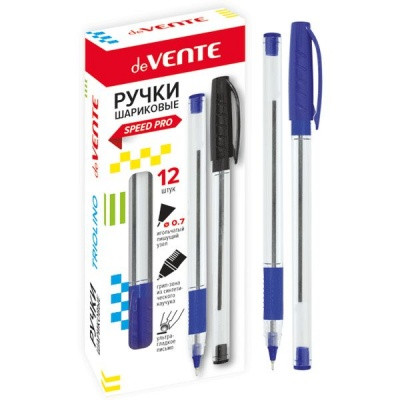 Ручка шариковая 0,7 мм синяя deVENTE Triolino Crystal, игольчатый ПУ, трёхгран. корп., с грип-зоной