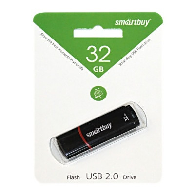 Флеш-накопитель USB 2.0, 32 ГБ, Smartbuy Crown_черный