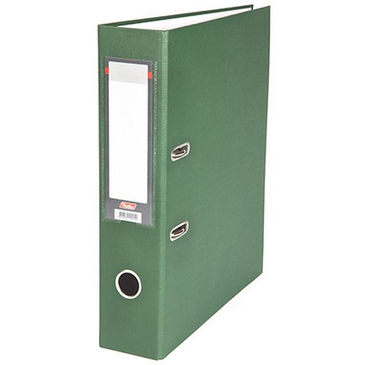 Папка–регистратор с арочным механизмом Hatber, А4, 70 мм, т/карман, бумвинил, т.зеленый