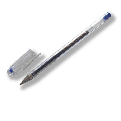 Ручка гелевая 0,5 мм синяя Crown Hi-Jell Color, рифленый грип, метал. наконечник
