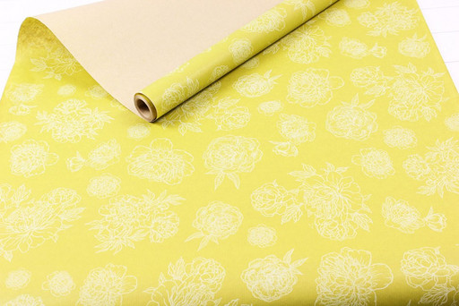 4610115504131 Крафт Бумага "Цветы" 60см*10м 40г/м, салатовый 1/1