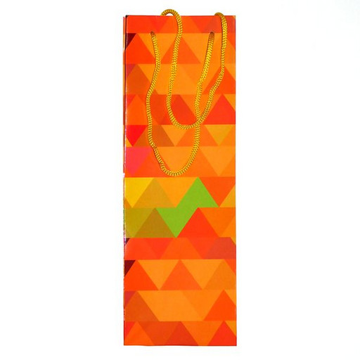 Пакет бумажный, 36*12*8.5 см, Оранжевое лето (под бутылку)