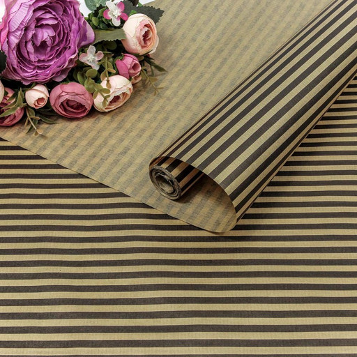 1403/33 Бумага Крафт 0,72*10м Верже 40г "Полосы" Чёрный 1/22