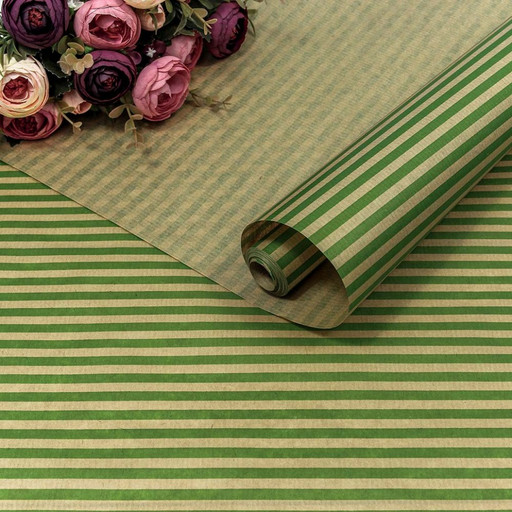 1403/38 Бумага Крафт 0,72*10м Верже 40г "Полосы" Светло-зелёный 1/22