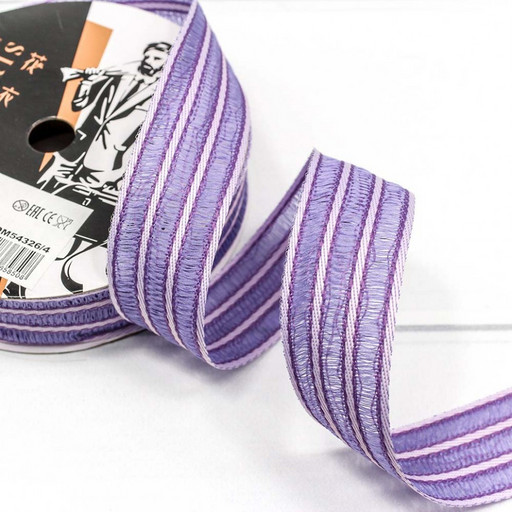 543-26/4 Лента декоративная с бахромой (полиэстер) 2,6 см*20 ярд сиреневый 1/8 1/192