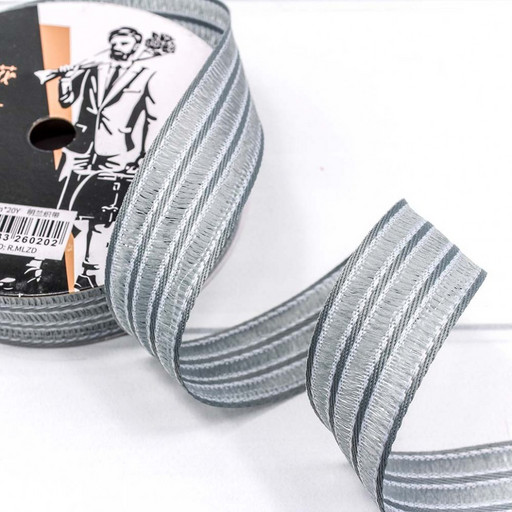 543-26/2 Лента декоративная с бахромой (полиэстер) 2,6 см*20 ярд серый 1/8 1/192