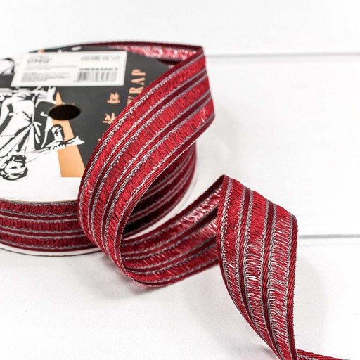 543-26/1 Лента декоративная с бахромой (полиэстер) 2,6 см*20 ярд бордовый 1/8 1/192