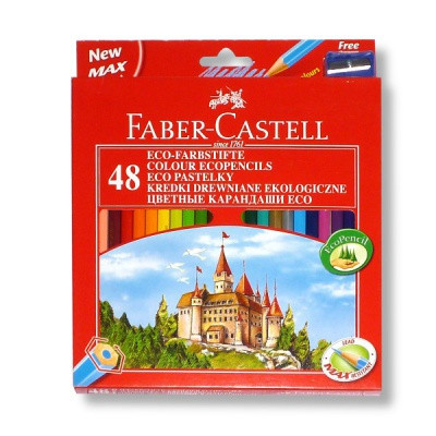 Карандаши цветные 48 шт. Faber-Castell ЗАМОК, деревянные, шестигранные, с точилкой, в картон. упак.