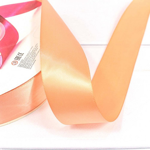 556-38/720 Лента Атласная Полиэстер класс А 3,8см*100ярд Жёлто-розовый 1/9 1/36