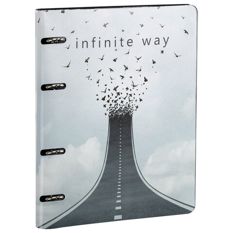 Тетрадь на кольцах А5 (180х220 мм), 80 листов, под кожу, клетка, BRAUBERG VISTA, Infinite way, 112132
